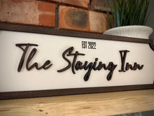 Load image into Gallery viewer, Personalised &#39;The Staying Inn&#39; street sign
